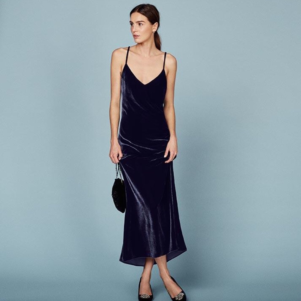 Reformation Chemise Dress Navy Blue